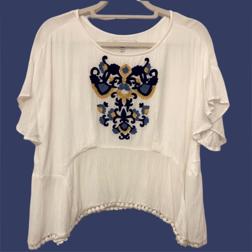 Lovers + Friends Embroidered Top, Size Medium, M